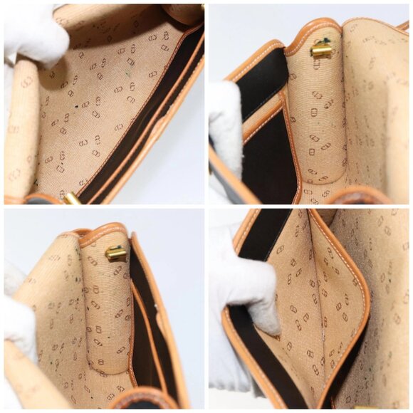 Christian Dior Shoulder Bag Leather Black Gold Auth - Picture 14 of 15